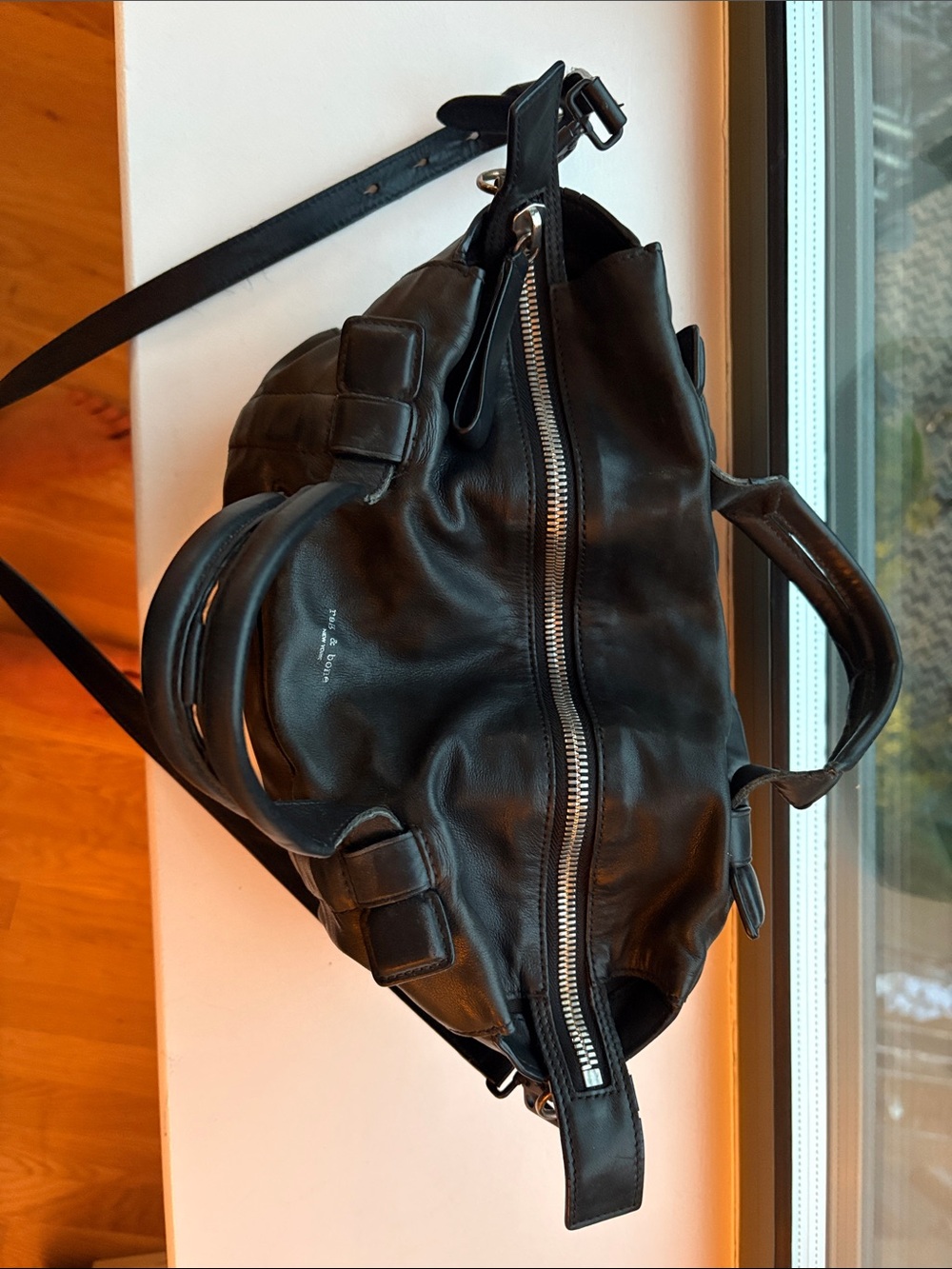 rag & bone black leather duffel bag - Picture 3 of 4